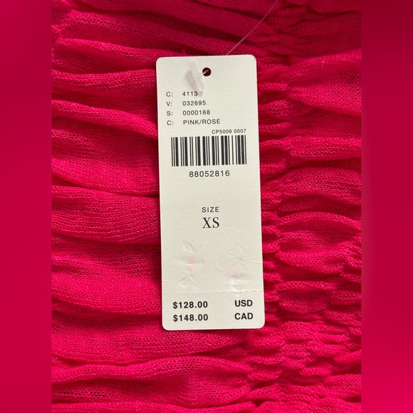 NWT Anthropologie Pink Sheer Smocked/Ruffled Asymmetrical Sweater Tank, Size XS - Picture 5 of 8